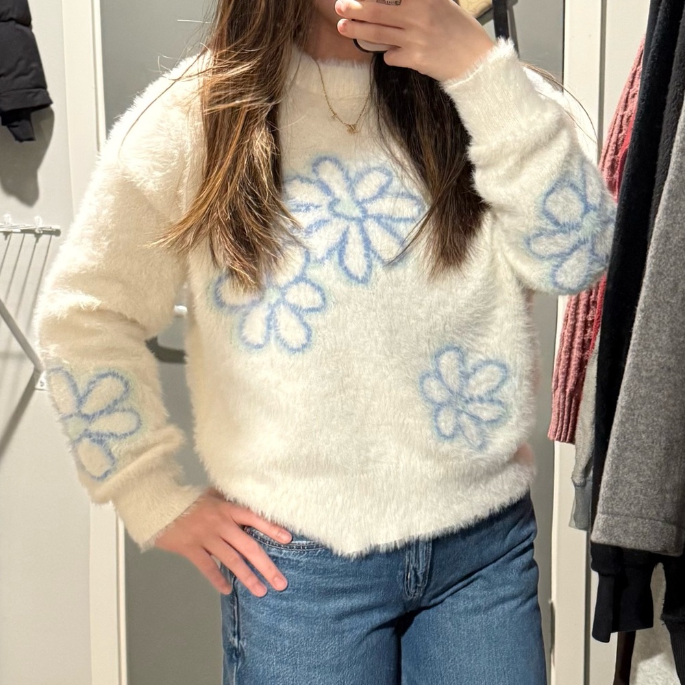 DryGoods Floral Fuzzy Sweater